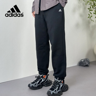 阿迪达斯男女加绒保暖束脚运动裤