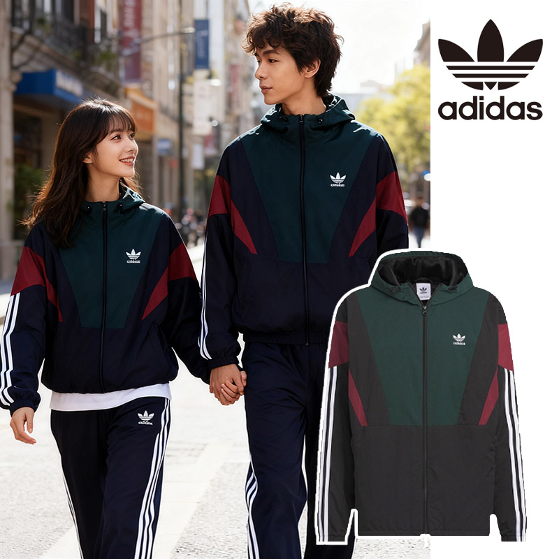 Adidas阿迪达斯三叶草外套男春季新款梭织运动服连帽夹克KB1942