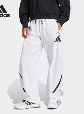 Adidas阿迪达斯女子2026春季运动休闲宽松透气速干直筒长裤JW1760