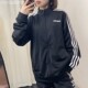 黑韩版 Adidas阿迪达斯立领外套春季 运动复古条纹韩国男女款 DQ3070