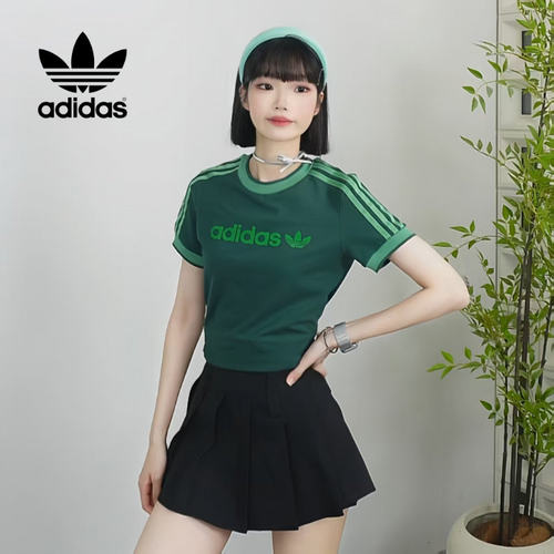 Adidas/阿迪达斯三叶草女2026夏欧若风复古运动修身短袖T恤JJ1504