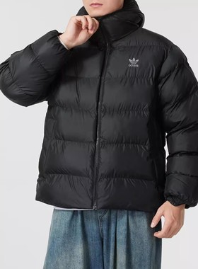 Adidas/阿迪达斯男士棉服外套正品三叶草保暖运动宽松连帽IY3398