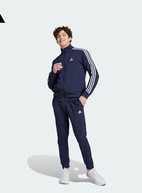 adidas阿迪达斯正品运动套装男子三条杠防风外套长裤两件套IJ6064