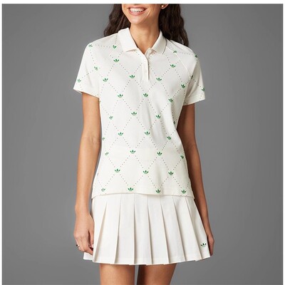 Adidas/阿迪达斯正品三叶草女士休闲翻领满印运动POLO衫JM8265
