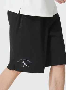 adidas阿迪达斯短裤男装26夏季新款运动裤黑色直筒裤五分裤JL6061