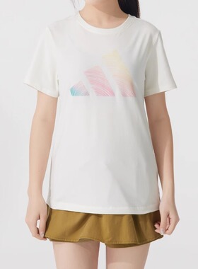 Adidas/阿迪达斯正品女装新款印花休闲短袖上衣运动圆领T恤JL6284