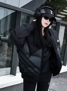 Adidas阿迪达斯正品三叶草男女款保暖轻薄鸭绒棒球领羽绒服JL8409