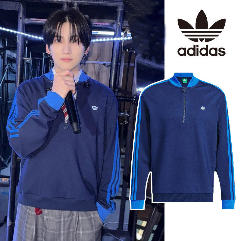 Adidas阿迪达斯正品三叶草男女卫衣立领宽松百搭高尔夫球服JP0938