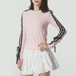 Adidas/阿迪达斯正品透气2026新款女士条纹简约休闲长袖T恤JW4643