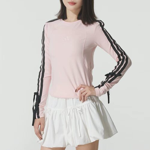 Adidas/阿迪达斯正品透气2026新款女士条纹简约休闲长袖T恤JW4643