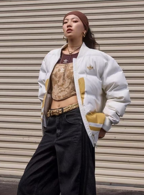 Adidas阿迪达斯三叶草男女春冬新款保暖宽松运动防风羽绒服JL8410