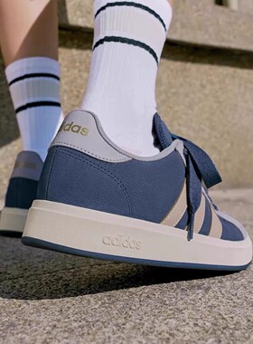 Adidas阿迪达斯男女翻毛皮板鞋Grand CourtBase运动休闲鞋KK1405