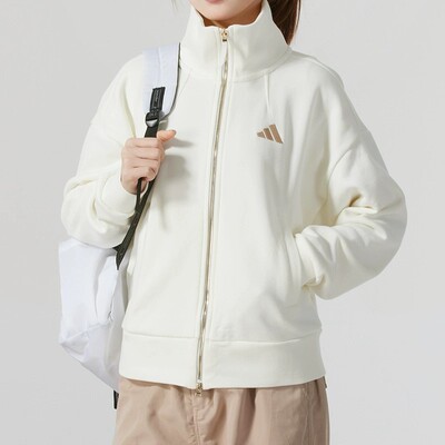 Adidas阿迪达斯女子2026新款针织立领刺绣小标夹克外套JL6277