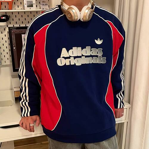 阿迪达斯三叶草男子2026新款撞色运动休闲针织套头卫衣JN3793