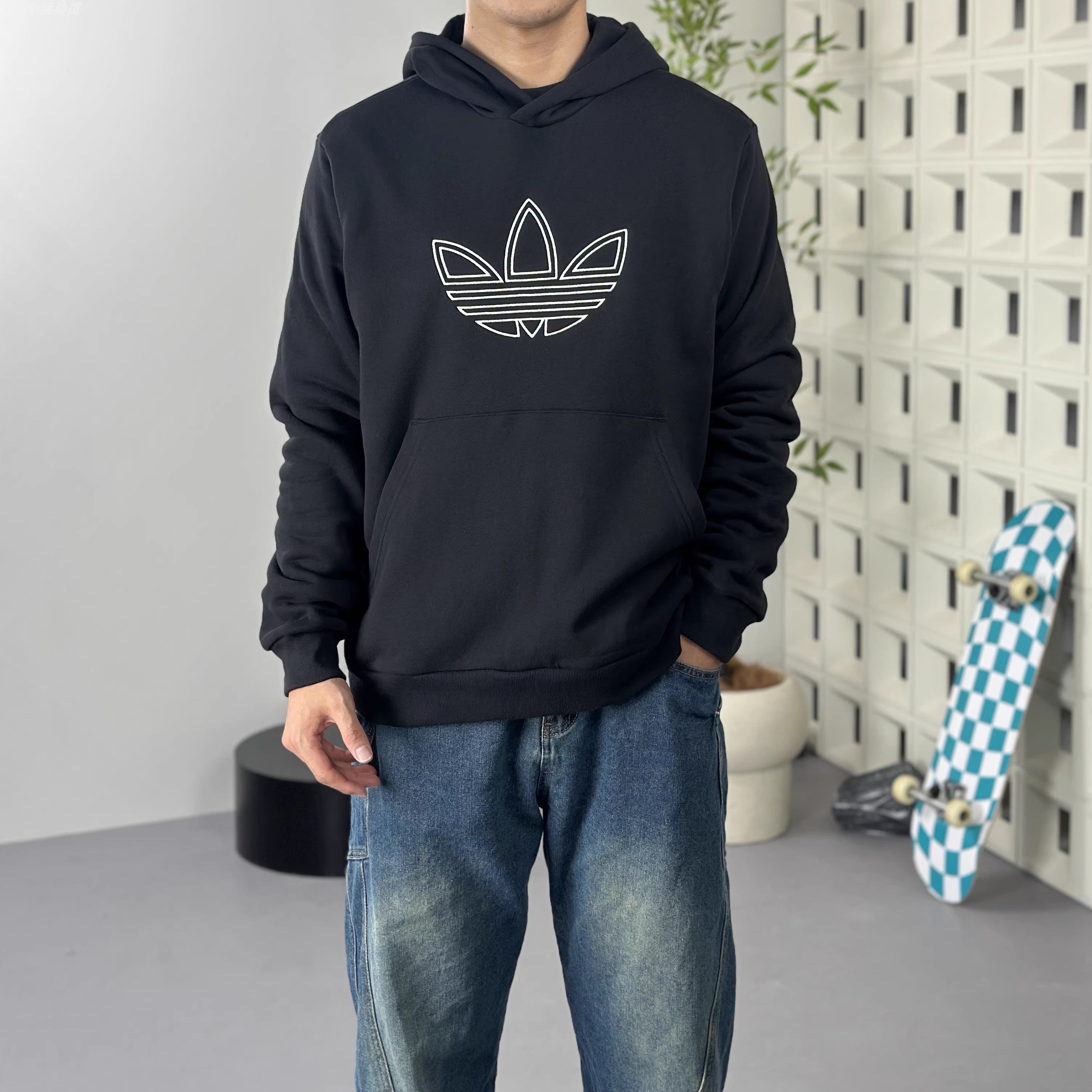 阿迪达斯三叶草卫衣男上衣运动服休闲连帽纯棉长袖套头衫JJ1506