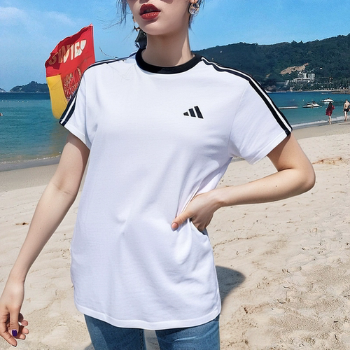 Adidas/阿迪达斯正品夏季新款女士经典宽松透气圆领短袖T恤JY7613