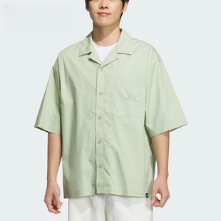 Adidas阿迪达斯男子短袖衬衣2026夏休闲纯棉翻领运动上衣 JL6056