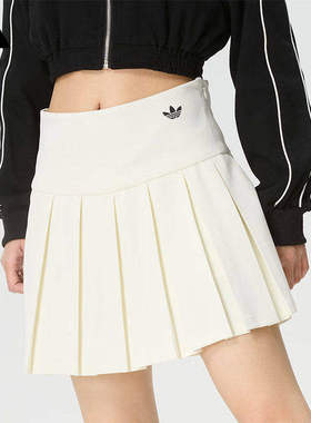 Adidas阿迪达斯三叶草女运动半身裙透气休闲百褶裙时尚短裙KG8258