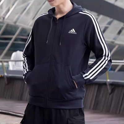 阿迪达斯男针织透气休闲运动夹克