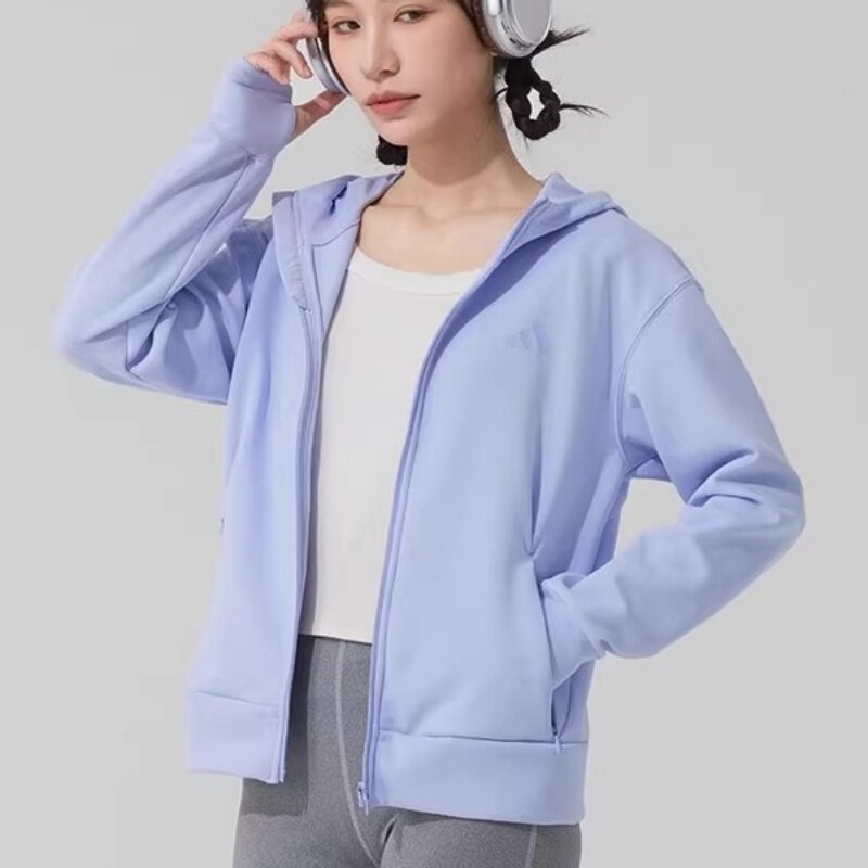 正品Adidas阿迪达斯新款女子紫色外套刺绣小标休闲针织夹克JN7403