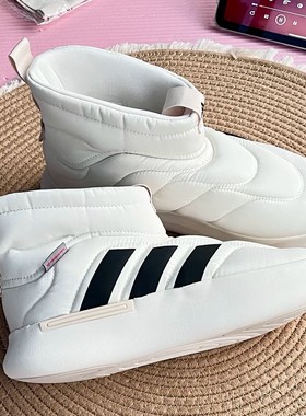 阿迪达斯男鞋女鞋ADIPUFF MID保暖中高帮休闲棉鞋面包鞋JR0068