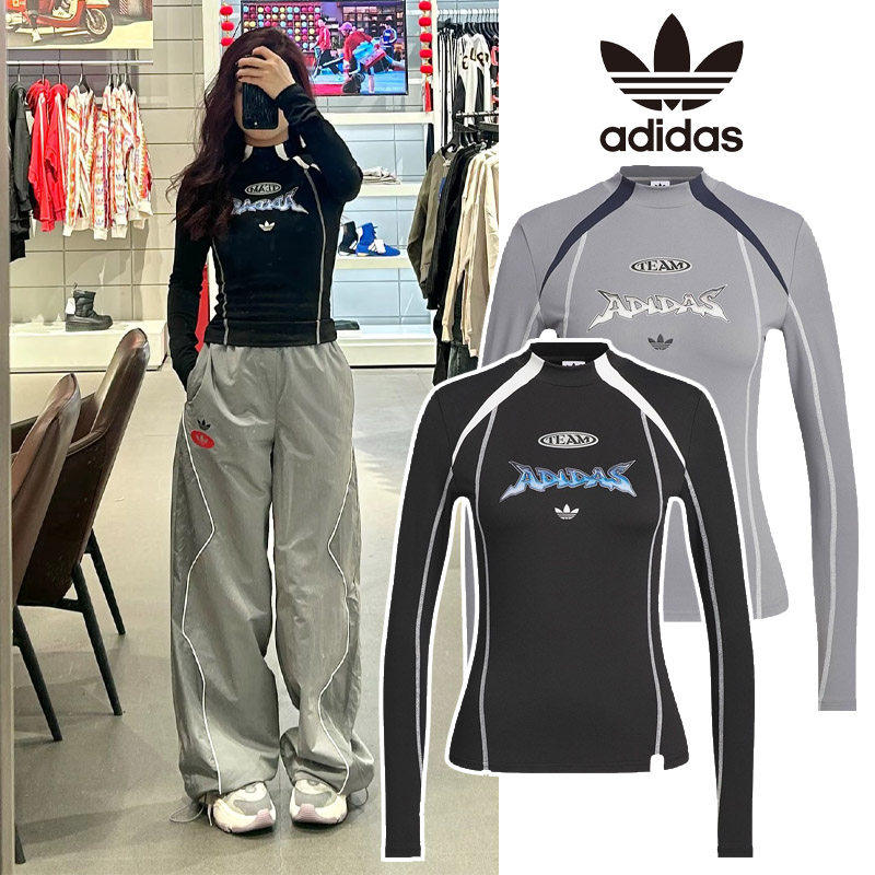 阿迪达斯三叶草女2026春季新款运动宽松长袖T恤机车服JM8029