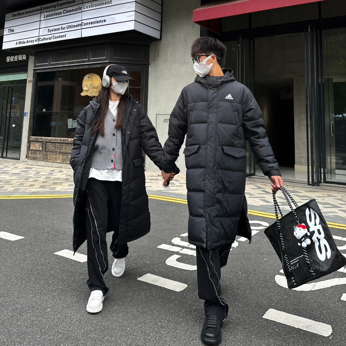 阿迪达斯外套男女秋冬长款保暖羽绒服休闲防风连帽运动服GK0665