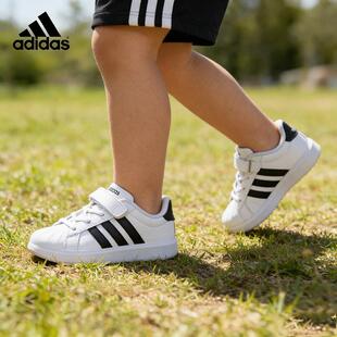 Adidas阿迪达斯正品男童女童休闲板鞋2026新款运动小白鞋JQ6144