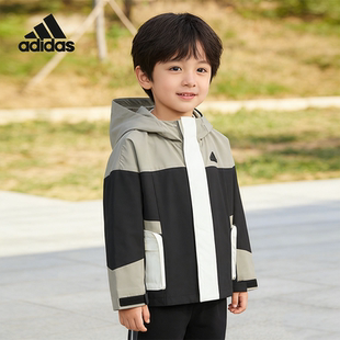 Adidas阿迪达斯童装男女小童2026新款防风外套运动梭织夹克JE8645