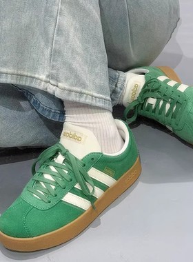 阿迪达斯VL court 2.0T头德训鞋男女同款绿色复古低帮板鞋 JH5077
