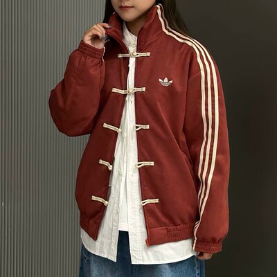 Adidas/阿迪达斯正品三叶草儿童新中式针织立领外套IA8896