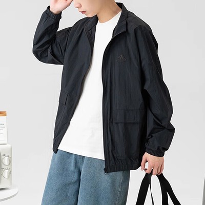 阿迪达斯王安宇同款外套男运动休闲立领速干宽松薄款夹克IT3954