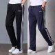 健身长裤 阿迪达斯蓝色运动裤 三条纹透气休闲裤 加绒加厚直筒裤 男士