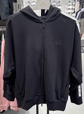 Adidas阿迪达斯2026春款男子运动训练宽松连帽针织夹克外套JL6077