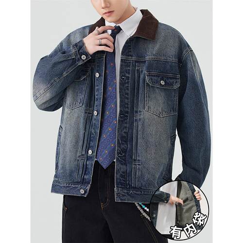 帅气潮流撞色工装牛仔外