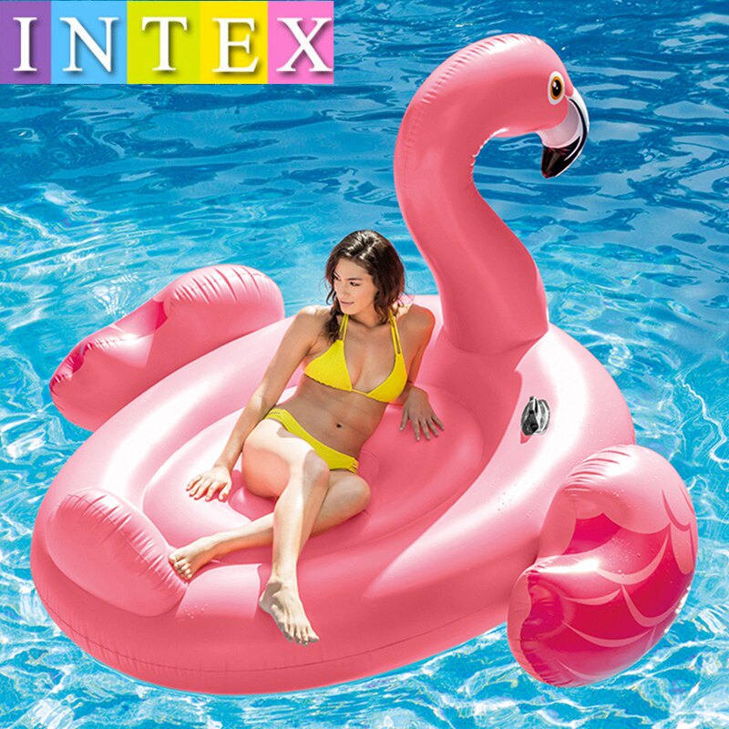 正品INTEX儿童水上充气坐骑成人游泳动物座骑火烈鸟大黄鸭大天鹅