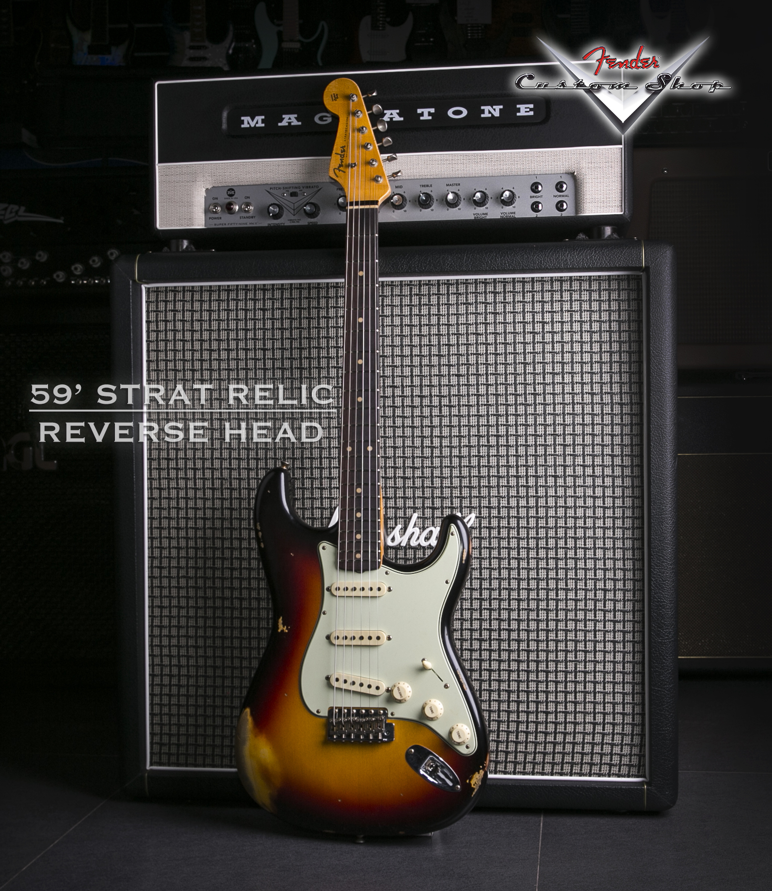 FENDER CUSTOMSHOP 1959' RELIC 巧克力色渐变反头【多利乐器】