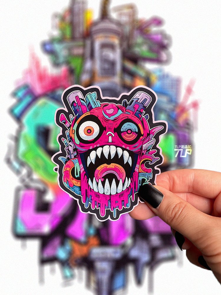 TLP反光车贴 原创 街头涂鸦极限运动手绘骷髅风格防水摩托车贴纸,摩托车/装备/配件,贴纸/贴膜,淘宝优惠券,粉丝福利购,淘宝优惠卷