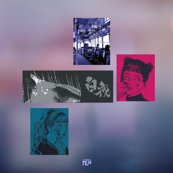 tlp套贴 美女白夜哥特朋克风少女空洞眼神像素版公交内拍防水贴纸