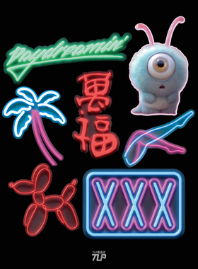TLP反光车贴 白日梦系列小独眼怪兽万福椰树气球狗狗XX霓虹效果贴