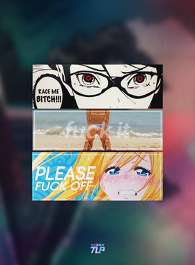 TLP套贴 RACE ME BITCH 请退后！动漫潮贴汽车后风挡玻璃贴纸反光