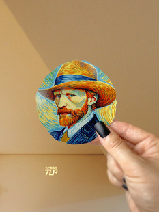 Gogh头像 手绘文森特梵高van 美术生笔记本贴纸 原创 TLP反光车贴