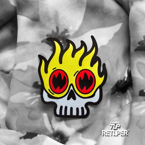 RETLPER反光贴 原创 着迷的火眼骷髅头 手绘卡通防水汽摩贴纸