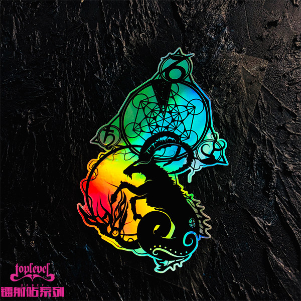 tlp镭射车贴 摩羯座capricornus黄道十二宫第十宫星座占星贴纸