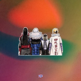 TLP反光车贴 火影忍者历代火影千手柱间扉间猿飞日斩波风水门贴纸