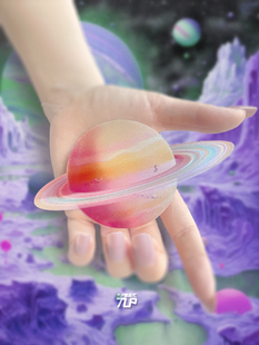 平面防水贴纸 土星温暖彩色 TLP反光车贴 原创星球星环和宇宙尘埃