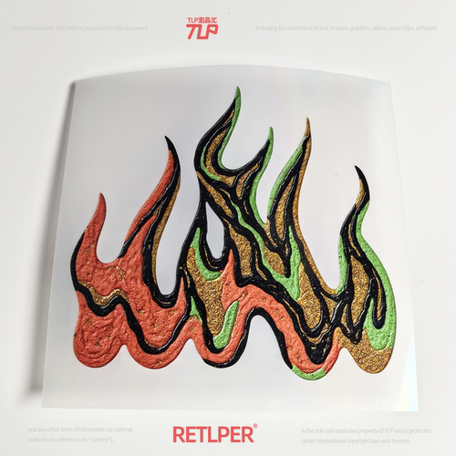 RETLPER镂空火焰流体刺绣感车贴