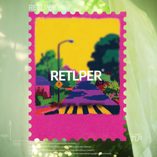 RETLPER反光贴 原创 十字路口的路灯 邮票风格 防水平面贴纸