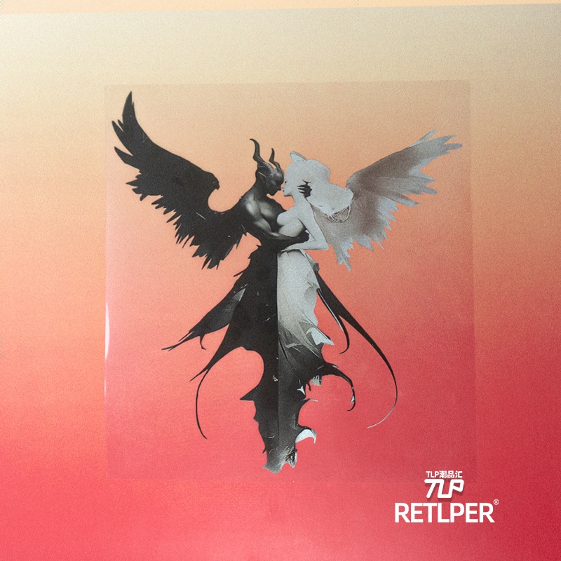 RETLPER镂空贴 原创 飞翼天使与恶魔 阴阳黑白 汽摩防水贴纸