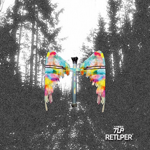 RETLPER镂空贴 原创 梦想之柱 手绘涂鸦飞翔翅膀 汽摩防水贴纸